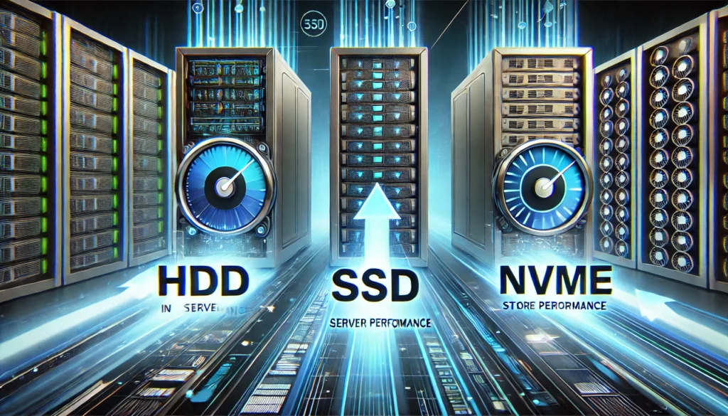 تأثیر نوع دیسک (HDD vs SSD vs NVMe) در سرعت سرور