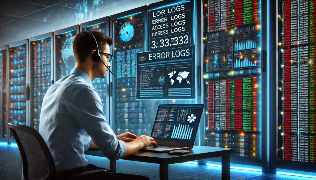 بررسی لاگ‌های سرور