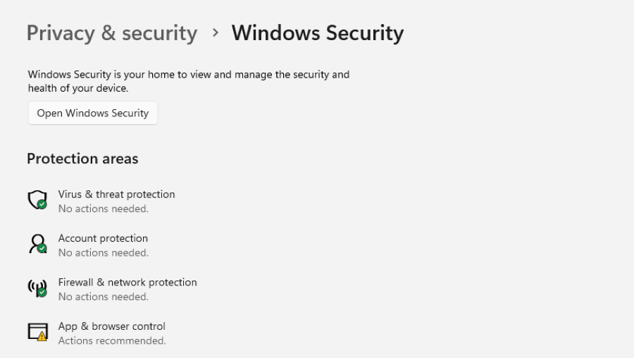 صفحه امنیت ویندوز (Windows Security)