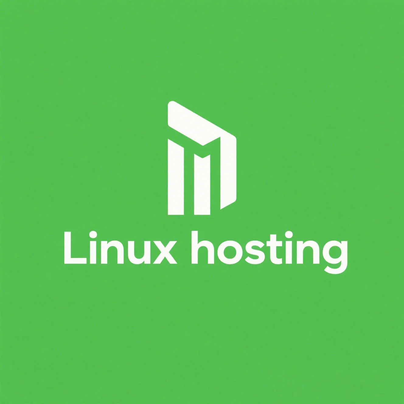 لوگوی سرور هاستینگ لینوکس بر روی زمینه سبز.